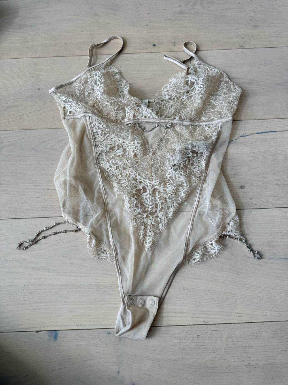 intimissimi Cream Lace Sheer Bodysuit Chemise
